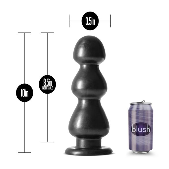 Blush Jet - Black Suction Bead Dildo