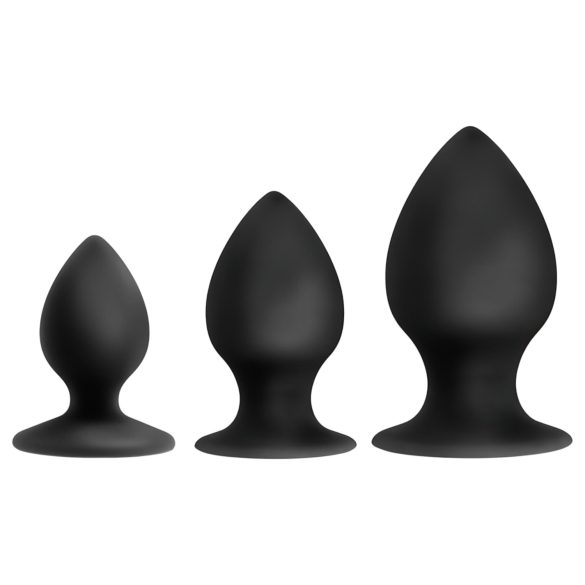 Anal Adventures Platinum Stout - Anal Plug Set - 3 Pieces (Black)
