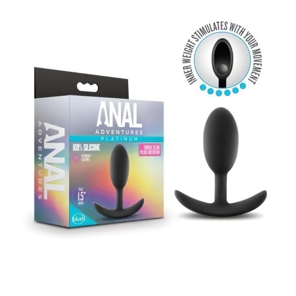 Anal Adventures Platinum M - Black Medium Anal Plug