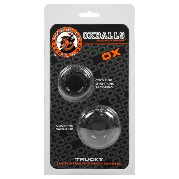 OXBALLS - Ribbed Erection Ring Set (Black)