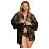 Subblime Queen Plus - black lace robe set (XL-2XL)