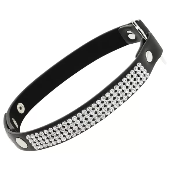 Coquette - Rhinestone Choker with Heart Pendant (Black)