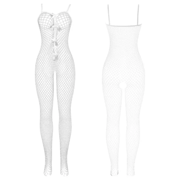 Subblime 951740 - bow-detailed, spicy fishnet bodystocking (white) - S-L