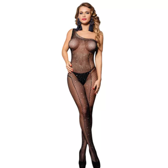 Subblime 952037 - fishnet bodystocking with rhinestones (black) - S-L