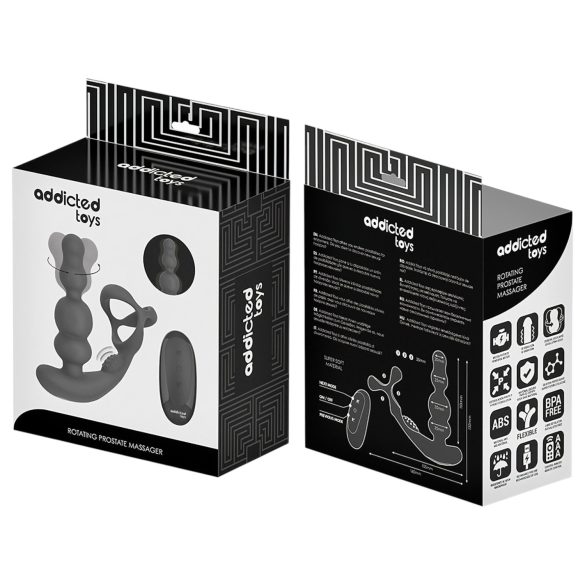 Addicted Toys - Rotating Head Anal Vibrator with Cock Ring (Black)