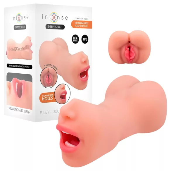 Intense Deep Touch Riley - Realistic Mouth & Vagina Masturbator (Natural)