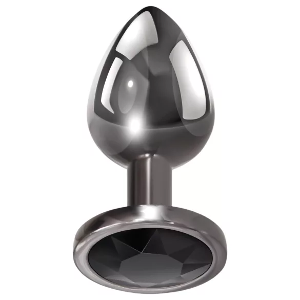 Evolved Black Gem - Metal Anal Plug Set with Black Gem (Silver)