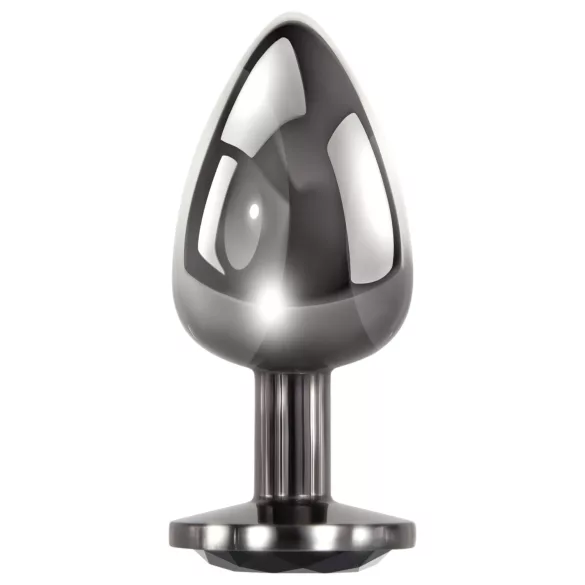 Evolved Black Gem - Metal Anal Plug Set with Black Gem (Silver)