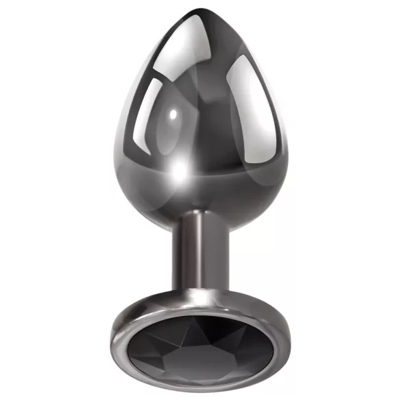 Evolved Black Gem - Metal Anal Plug Set with Black Gem (Silver)