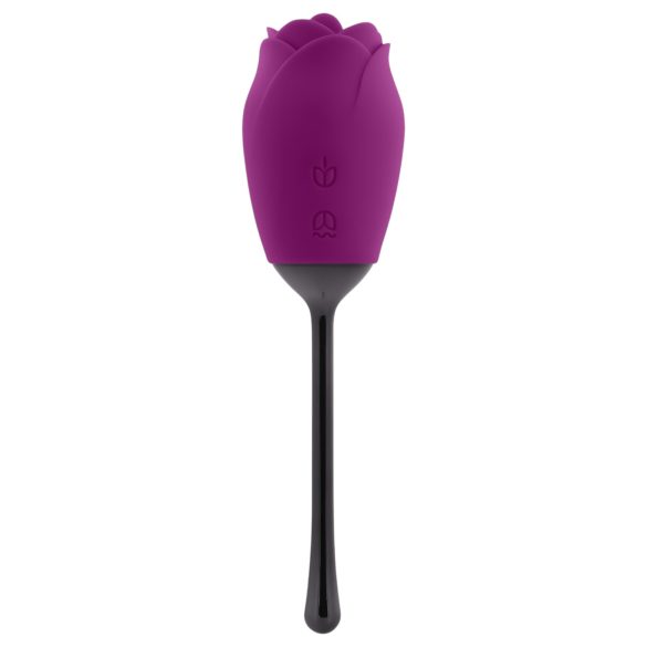 Playboy - Waterproof Rechargeable Rose Vibrator with Tongue (Purple)