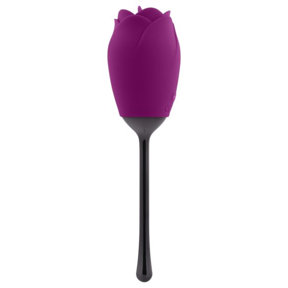 Playboy - Waterproof Rechargeable Rose Vibrator with Tongue (Purple)