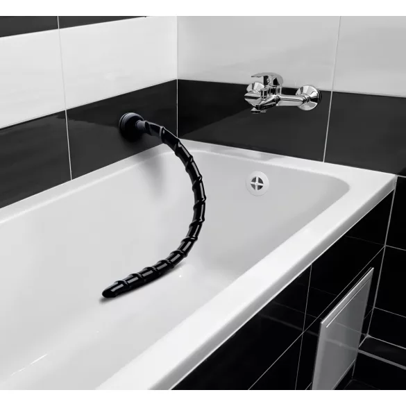 Hosed Swirl Slim Anal Snake 18 - Black Anal Dildo