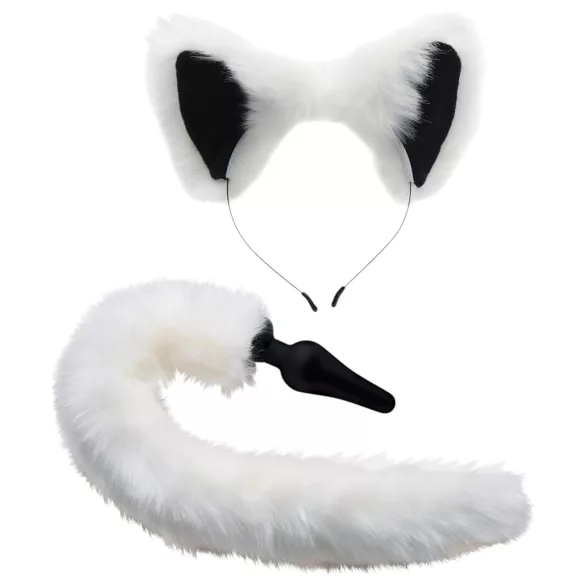TAILZ - Fox Tail Anal Plug & Headband Set (Black & White)
