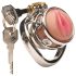 XR Brands - Silver Chastity Cage with Stimulation Sleeve
