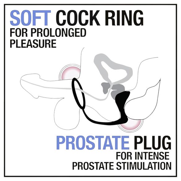 Anal Adventures Platinum - Anal Dildo with Penis Ring (Black)