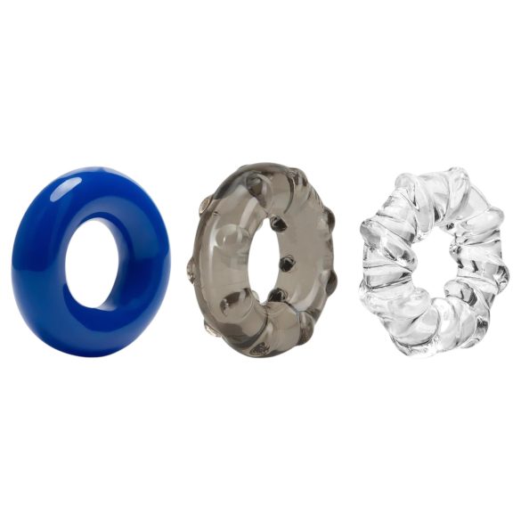 Stay Hard - Vibrant Cock Ring Set - 3pcs (Colored)