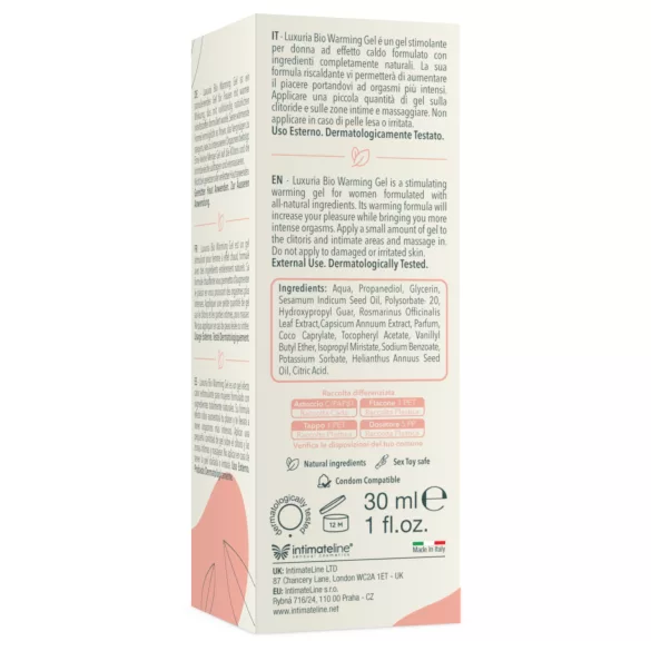 Intimateline Luxuria BIO - warming stimulating gel for women (30 ml)