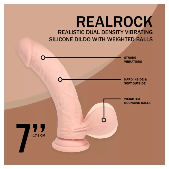 RealRock - dual-density realistic vibrator (flesh-coloured) - 18 cm