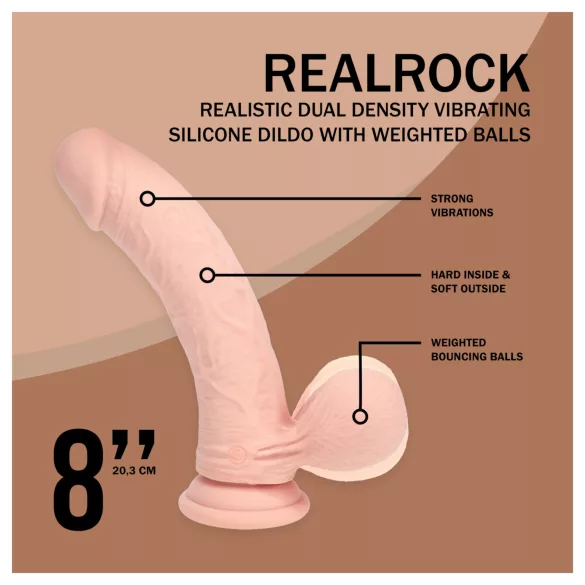 RealRock - Dual-Density Realistic Vibrator (Flesh-Coloured) - 20 cm