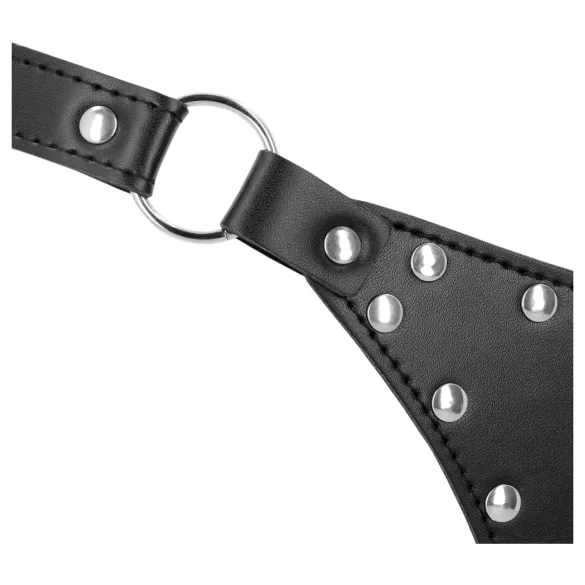 Ouch! - studded chastity thong with chain (black)