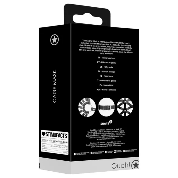 Ouch! - Faux Leather Cage Mask (Black)