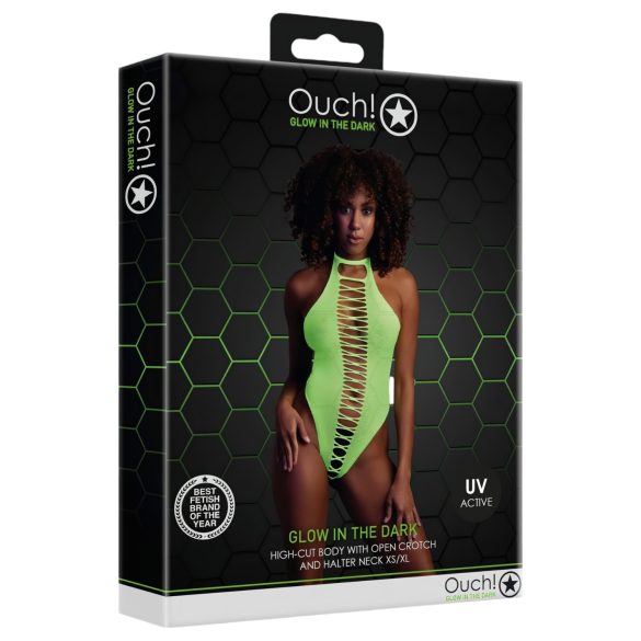 Ouch! - Neon Green Glow-in-the-Dark Open Bodysuit