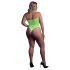 Ouch! - Neon Green Glow-in-the-Dark Strappy Bodysuit - XL-4XL