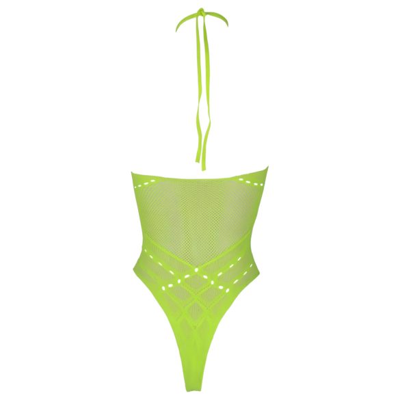 Ouch! - Neon Green Glow-in-the-Dark Strappy Bodysuit - XL-4XL