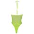 Ouch! - Neon Green Glow-in-the-Dark Strappy Bodysuit - XL-4XL