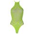 Ouch! - Neon Green Glow-in-the-Dark Strappy Bodysuit - XL-4XL