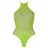 Ouch! - Neon Green Glow-in-the-Dark Strappy Bodysuit - XL-4XL