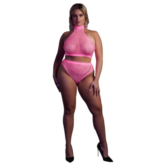 Ouch! - Glow-in-the-Dark Lingerie Set (Pink)