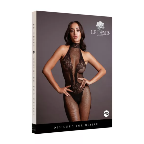 Le Désir - Lace Mesh Bodysuit - Black, Sizes S-XL