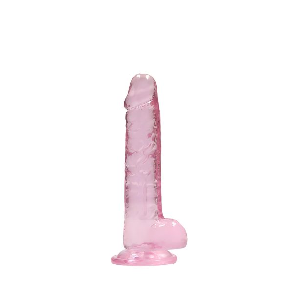 REALROCK - Pink Transparent Lifelike Dildo (17cm)