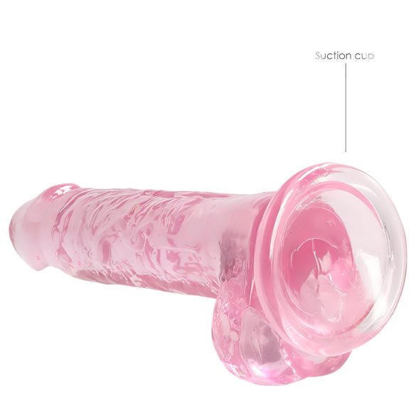 REALROCK - Pink Transparent Lifelike Dildo (17cm)