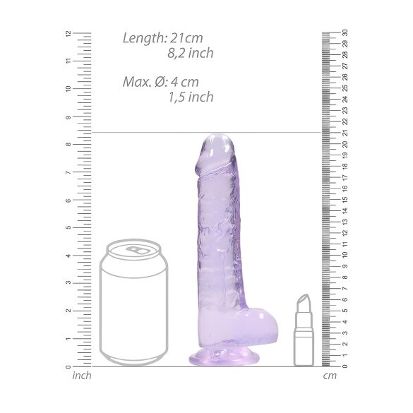 REALROCK - Lifelike Purple Dildo - Transparent (19cm)