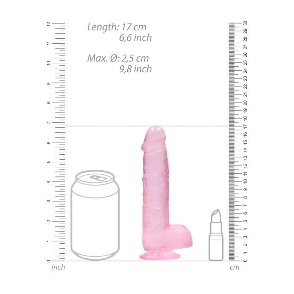 REALROCK - Lifelike Pink Dildo (15cm, Transparent)