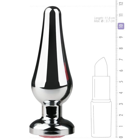 Easytoys Metal No.11 - Pink Gem Cone Anal Plug - Silver (3.5cm)