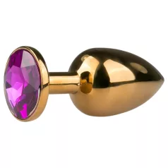 EasyToys Metal No.1 - Gold Anal Plug with Purple Gem (2.5cm)