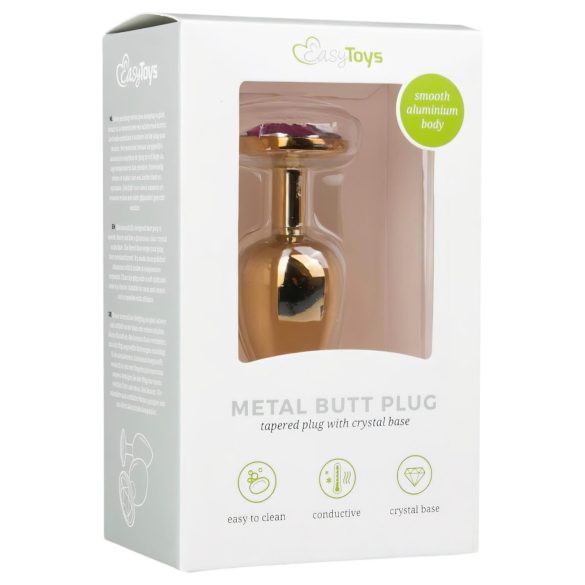 EasyToys Metal No.1 - Gold Anal Plug with Purple Gem (2.5cm)