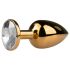 EasyToys Metal No.1 - gold cone anal plug with white gem (2.5 cm)