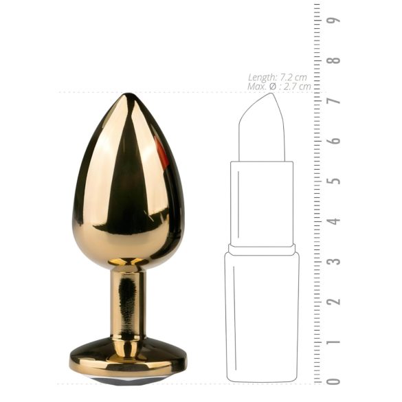 EasyToys Metal No.1 - gold cone anal plug with white gem (2.5 cm)