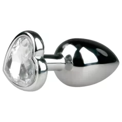 Easytoys Metal No.2 - Heart Jewel Anal Plug (Silver-White)