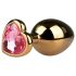 Easytoys Metal No.7 - Pink Gem Gold Anal Plug (3cm)