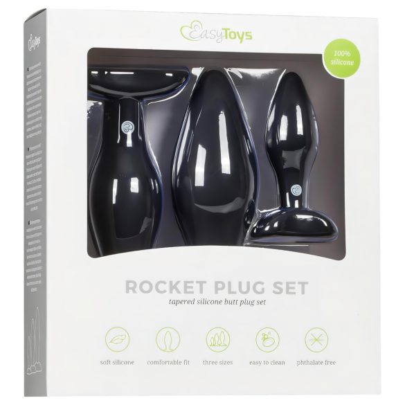 Easytoys Rocket - Black Anal Plug Set (3-piece)