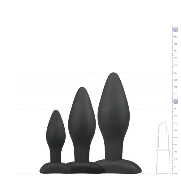 Easytoys Rocket - Black Anal Plug Set (3-piece)