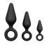 Easytoys - Ringed Anal Plug Set - 3 Pieces (Black)