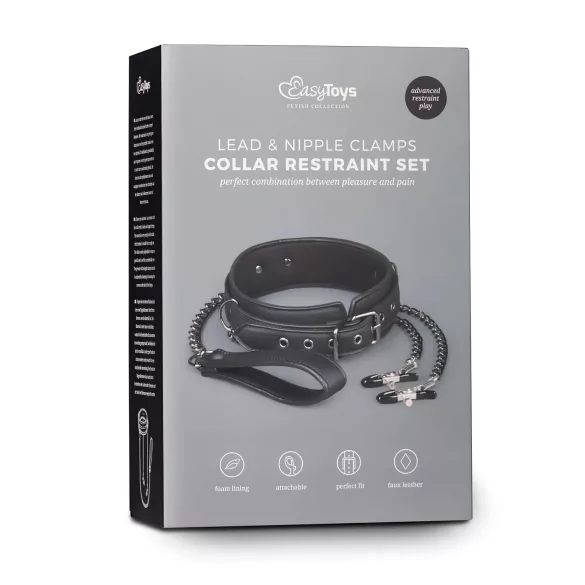 Easytoys - 4-Piece Nipple Clamp, Collar & Leash Set
