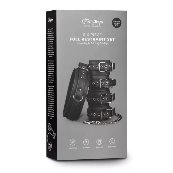 Easytoys - Black Collar, Wrist & Ankle Restraint Set
