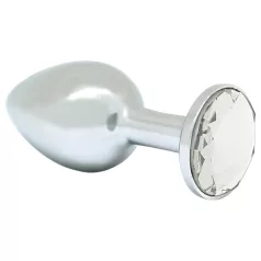 Rimba XS - Transparent Gem Metal Anal Plug (Silver)